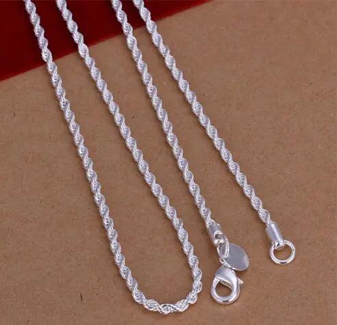 18K White Gold Plated Cord Chain