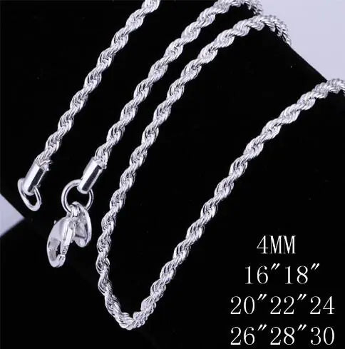 18K White Gold Plated Cord Chain