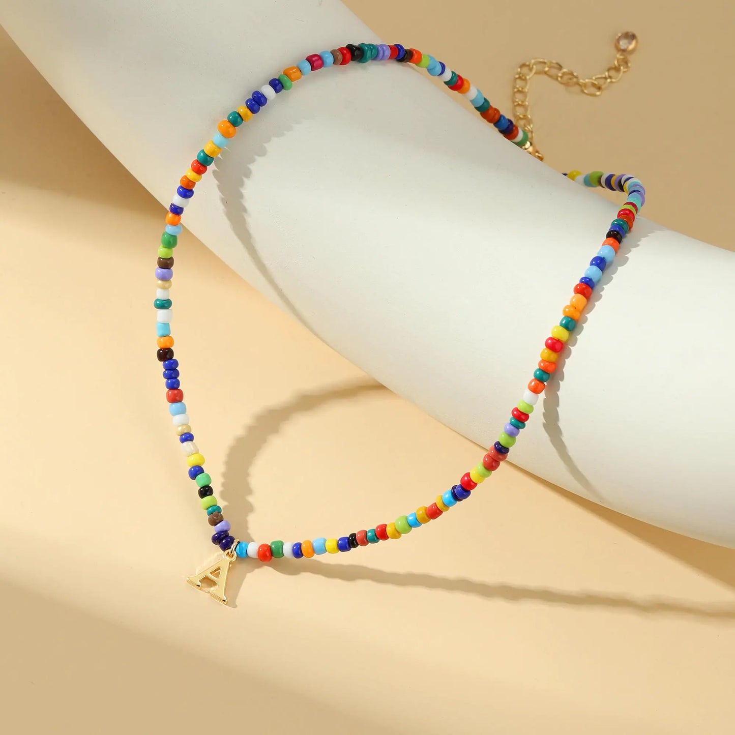 Yoosteel Colorful Beaded Initial Necklaces for Girls Women Gifts - Cute Beads Choker Necklace Bohemian Initial Necklace Jewelry for Girls Teen Girls Christmas Birthday Gifts for Girls Y Gold