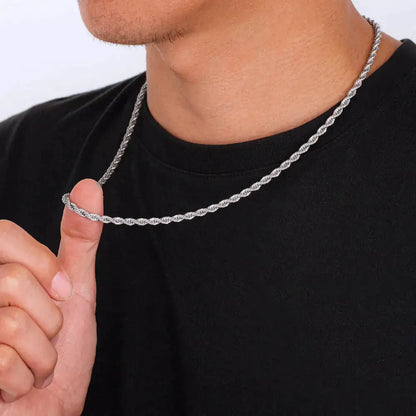 18K White Gold Plated Cord Chain