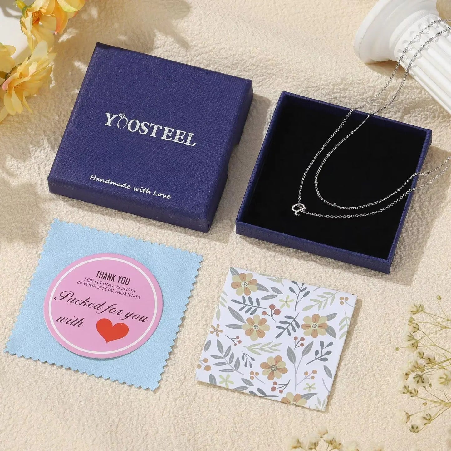 Yoosteel Layered Initial Necklaces for Women Trendy, 14K Gold Plated Letter A-Z Pendant Necklace Tiny Initial Necklace Personalized Monogram Layered Gold Initial Necklaces for Women Jewelry Silver F