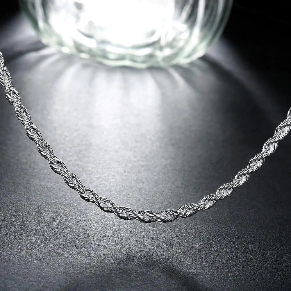 18K White Gold Plated Cord Chain