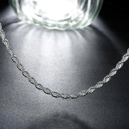 18K White Gold Plated Cord Chain