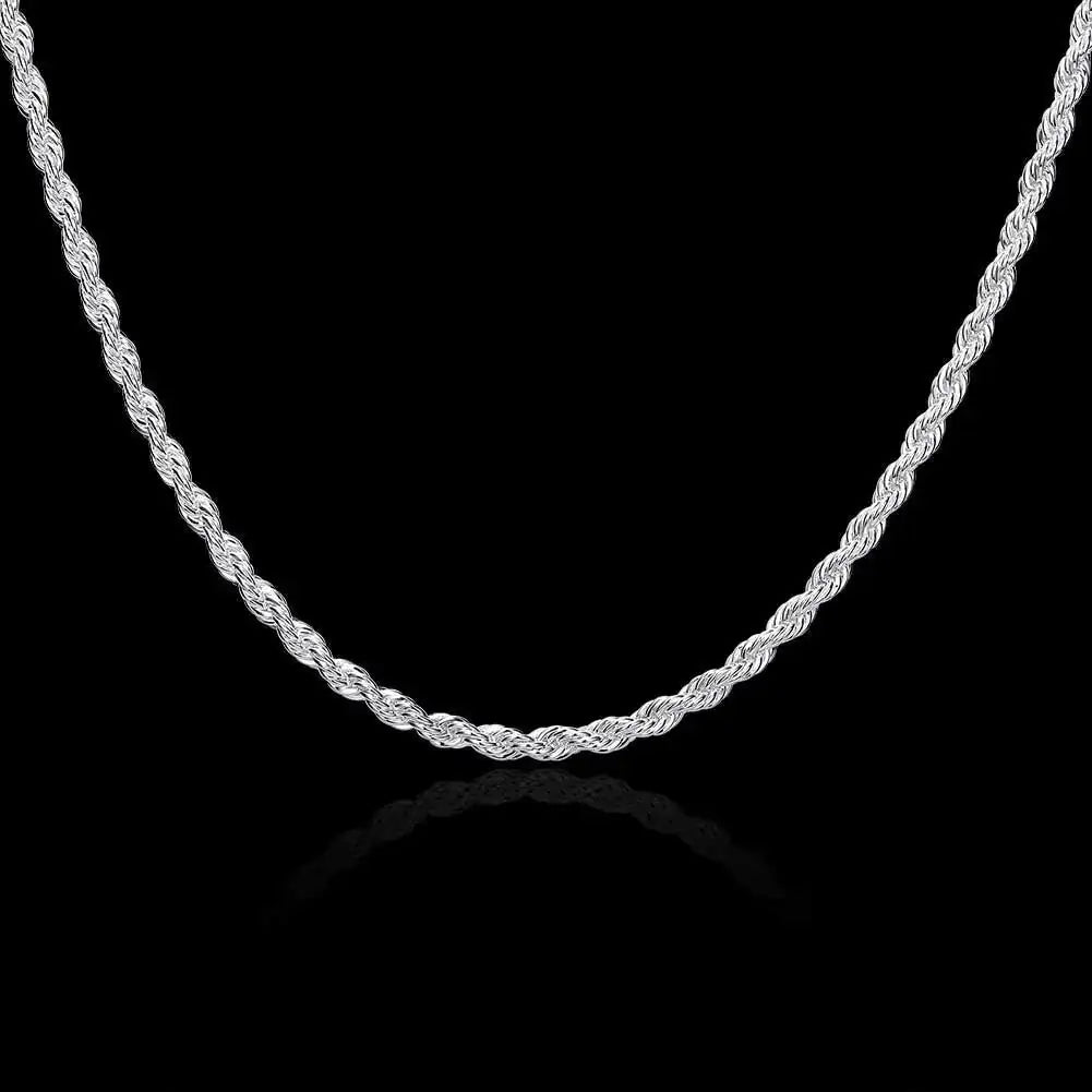 18K White Gold Plated Cord Chain