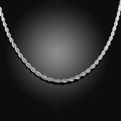 18K White Gold Plated Cord Chain